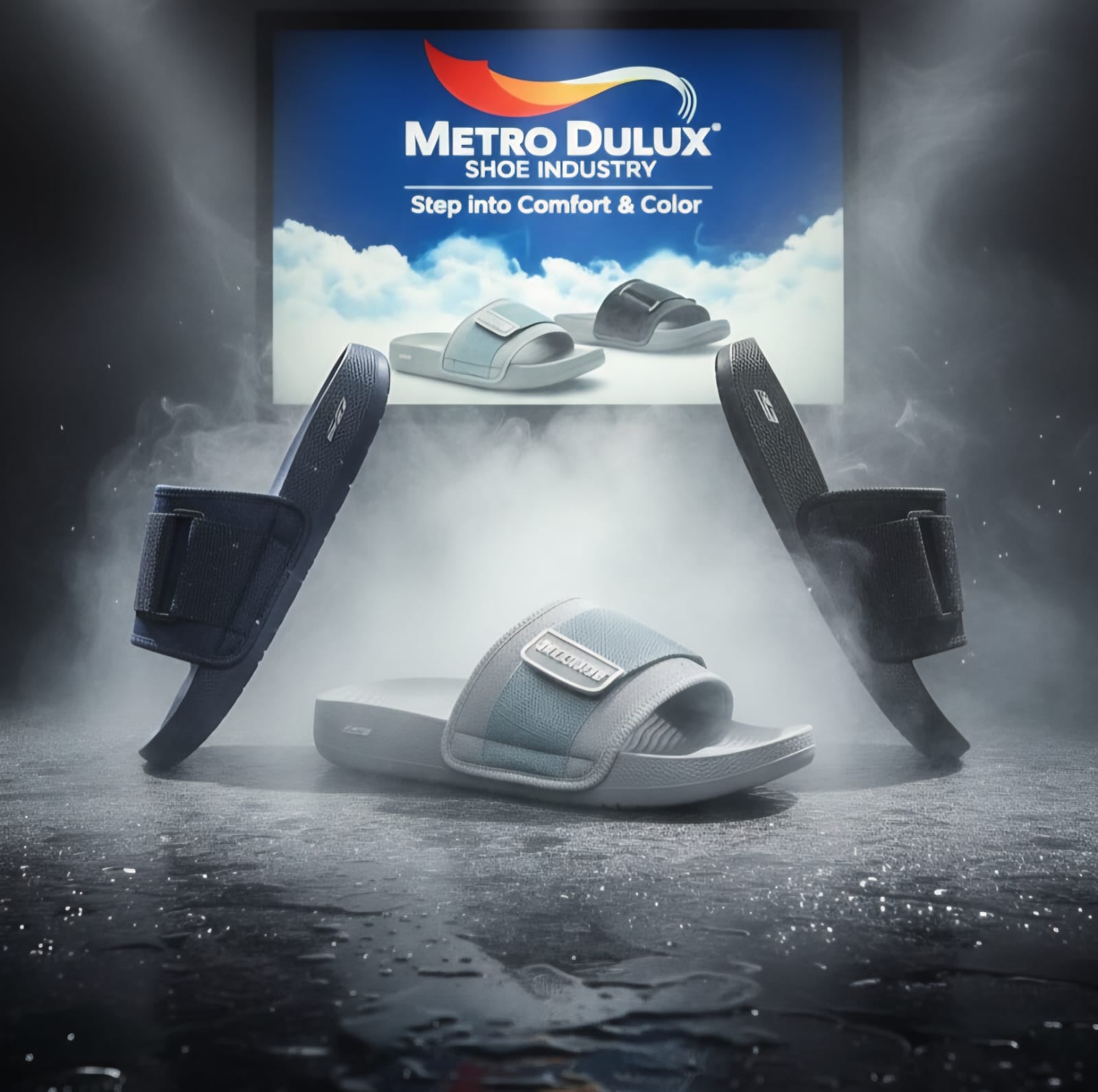 Metro Dulux Double-Buckle Unisex Cloud Slides